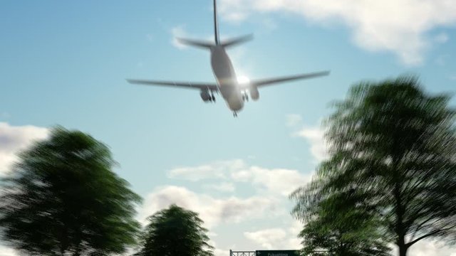 Airplane Arriving to Fukushima Airport to Japan