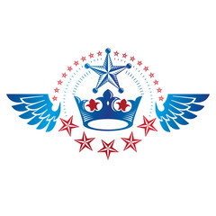 Royal Crown emblem. Heraldic Coat of Arms decorative logo isolated vector illustration. Ancient logotype in old style on white background.