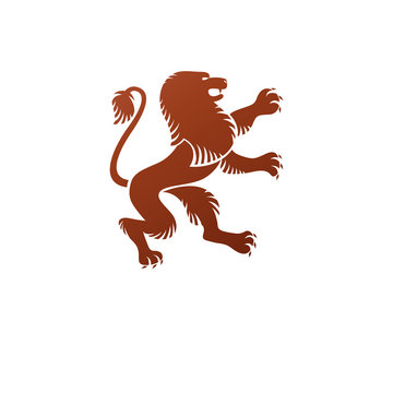 Lion animal ancient emblem element. Heraldic vector design element. Retro style label, heraldry logo.