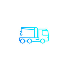 Car towing truck, linear vector