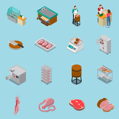 Isometric Butchery Icons Collection