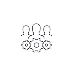 team interaction and management line icon on white