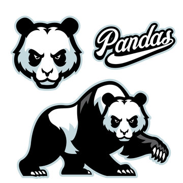panda mascot istyle with separated head