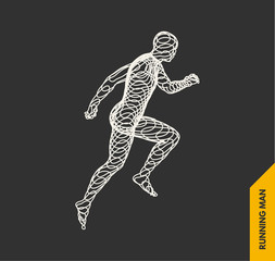 Obraz na płótnie Canvas 3d running man. Design for sport, business, science and technology. Vector illustration. Human body.