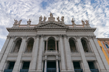 Fototapeta na wymiar The facade of St. John Lateran basilica (Basilica di San Giovanni in Laterano) Rome, Italy