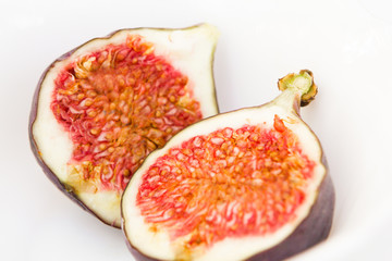 tasty bright colorful figs fruit top view isolated on white background.