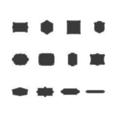 Vintage Frames Set  - 12 black frames with solid lines in different styles. 