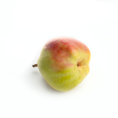 yellow ripe pear on white background