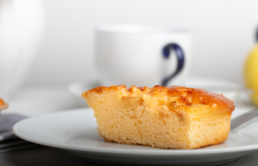 Home made apple pie on a wooden table