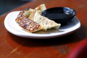 Freshly cooked Gyoza on a plate