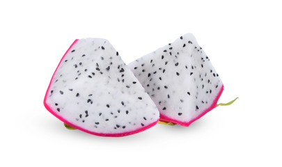 Slice of dragon fruit isolated on white background