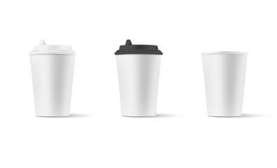 Paper cups isolated on white background. Vector illustration.