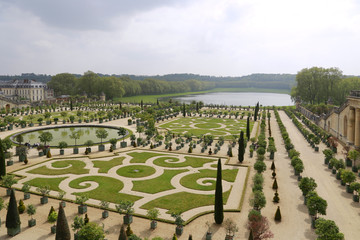 The famous gardens of the Royal Palace of Versailles near Paris