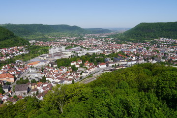 Fototapeta na wymiar Blick auf Geislingen an der Steige in der Schwäbischen Alb