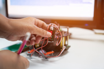 Technology robotics project for STEM Education, DIY electronic kit robot Electronic board tracking...