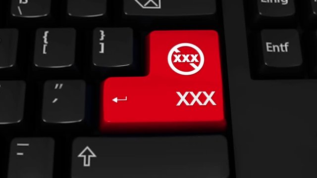 89. XXX Rotation Motion On Red Enter Button On Modern Computer Keyboard with Text and icon Labeled. Selected Focus Key is Pressing Animation.