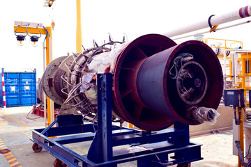 The exchange gas turbine engine used in offshore oil and gas central processing platform.
