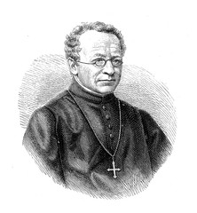  Engraving portrait Basilius Oberholzer (1821 - 1895), Abbot in benedictine monastery of Einsiedeln in the canton Schwyz in Switzerland, priest,professor,benedictine.