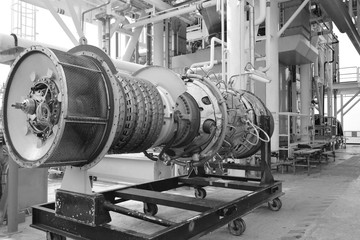 The exchange gas turbine engine used in offshore oil and gas central processing platform.