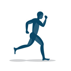 Fototapeta na wymiar blue man running icon design , runner, jogging, health, joy, athlete, running, run.illustrator