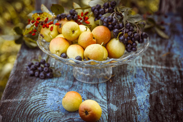 Fototapeta na wymiar fresh fruits on wooden table