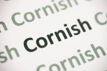 word Cornish language printed on paper macro