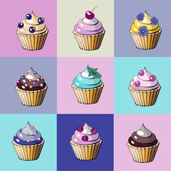 Capcake baking cream strawberry sweetness dessert