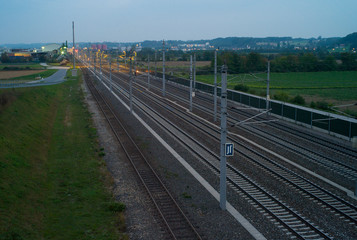 Railroad Tracks during the Blue Hour