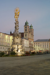Fototapeta na wymiar Main Square of Linz with the Trinity Column