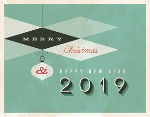 Vintage style 2019 greetings card - Vector EPS10. Grunge effects can be easily removed for a brand new, clean sign.