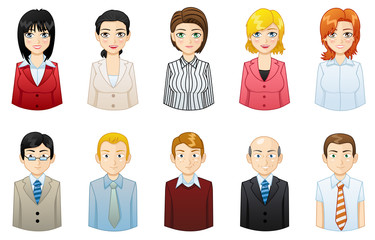 Business people icons avatars set - illustration man and woman