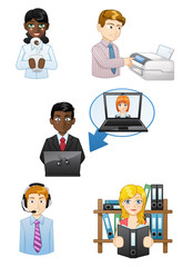 people working icons set
