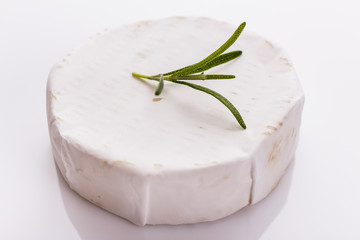delicious creamy camembert cheese on a white background