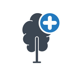 Obraz premium Tree icon, forest, nature, ecology concept icon with add sign. 
