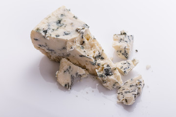 delicious blue cheese on a white background
