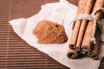dry spice cinnamon closeup