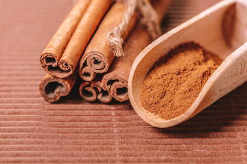 dry spice cinnamon closeup