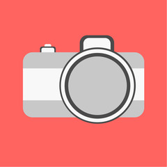 Flat style camera icon on a red backround illustration eps 10