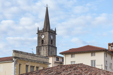 bell tower on the roofs of some buildings, Comillas, Cantabria, Spain