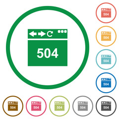 Browser 504 Gateway Timeout flat icons with outlines