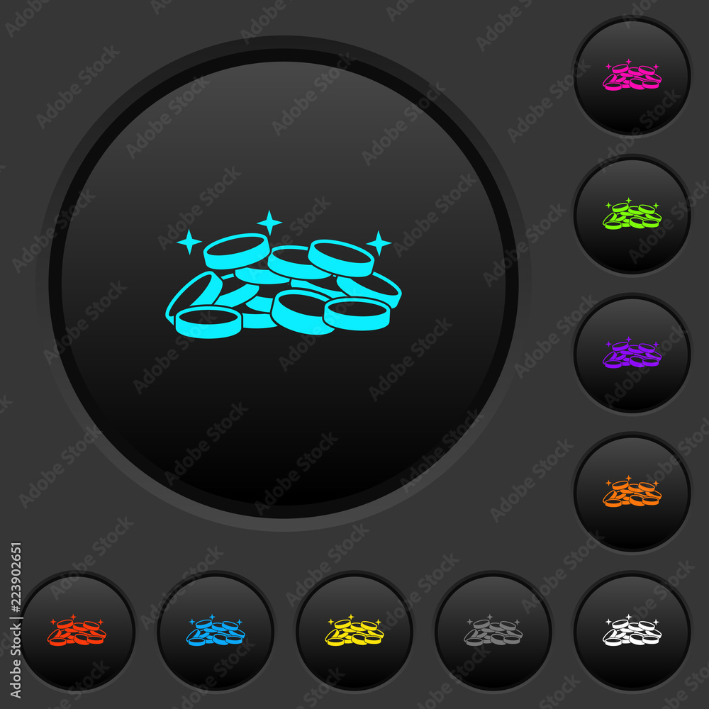 Poster treasure dark push buttons with color icons