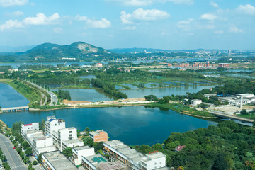 view of Xiangjiang river and Changsha city