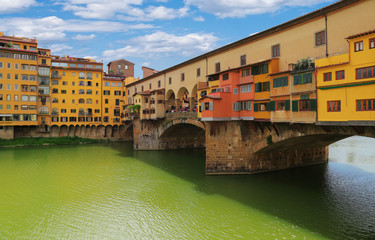 Fototapeta na wymiar Close up view of Ponte Vecchio bridge in Florence, Italy