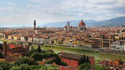 Obraz premium Florence Cathedral and Palazzo Vecchio in Florence, Italy