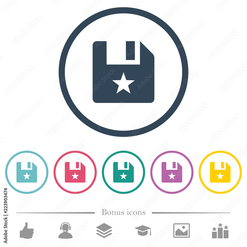Poster marked file flat color icons in round outlines