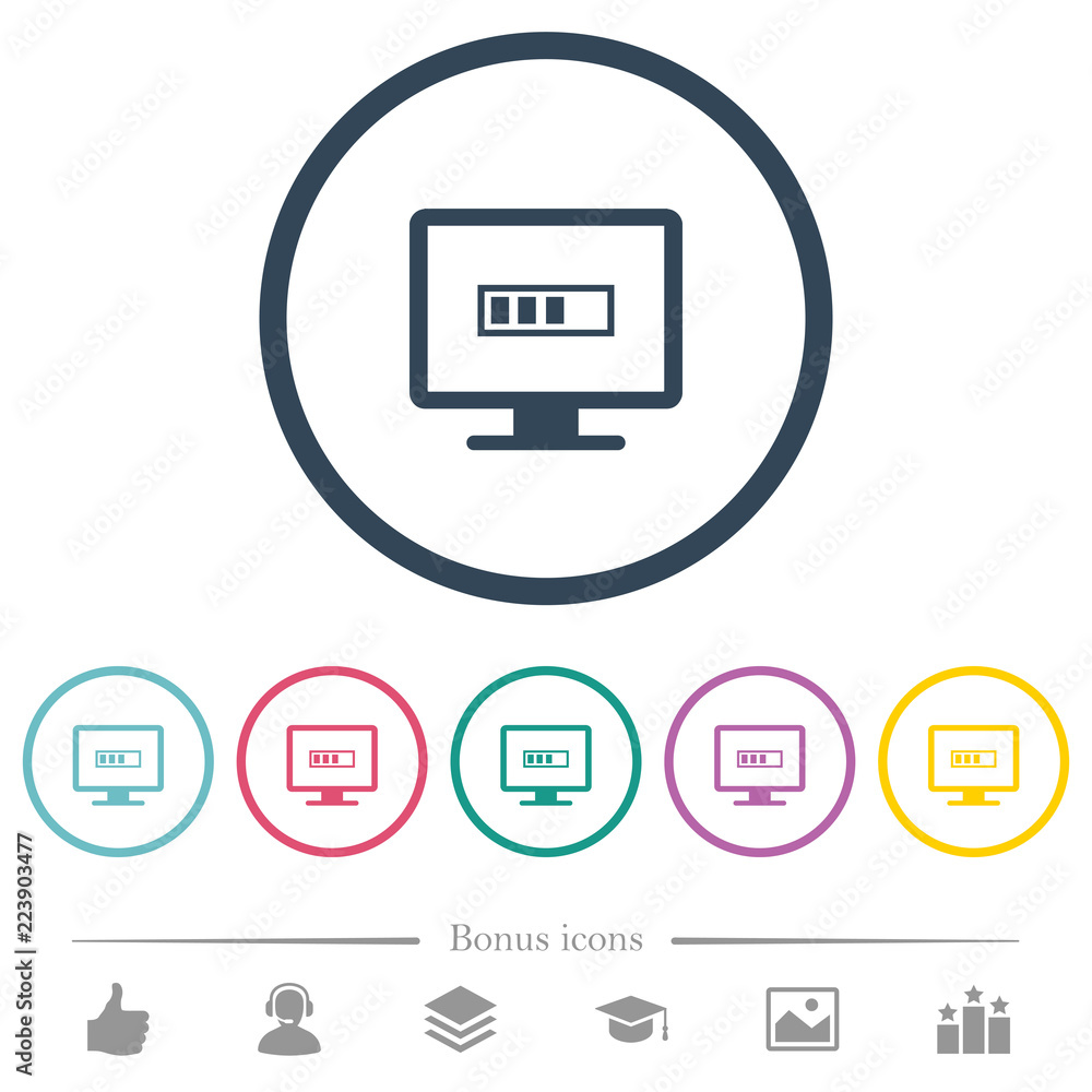 Poster operation in progress flat color icons in round outlines