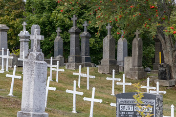 Mount Olivet Cemetery Halifax, summer sun, no people, quiet, solemn, peace, headstones.