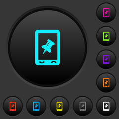 Mobile pin data dark push buttons with color icons