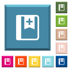 Fototapeta premium Bookmark white icons on edged square buttons