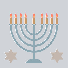 Hanukkah greeting card with lamp and a six-pointed star. EPS 8
